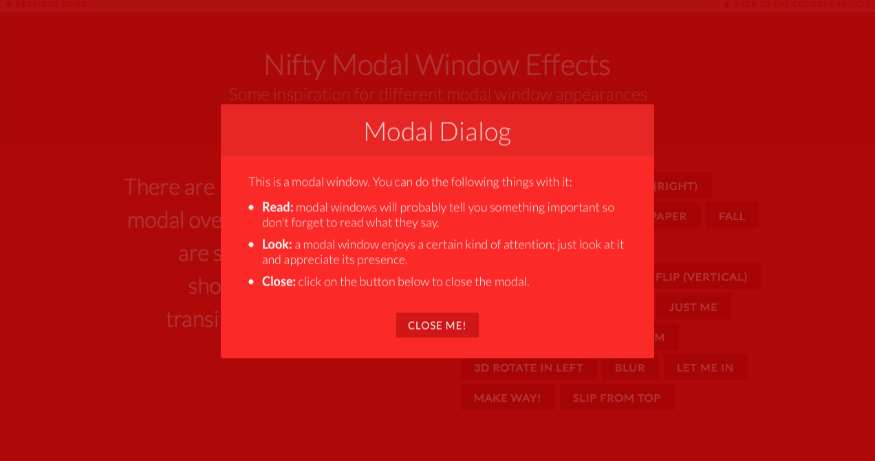 Nifty Modal Dialog Effects